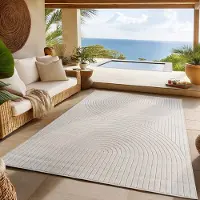 Ayyildiz Hali Outdoor Teppich wetterfest, Wohnzimmer, Schlafzimmer, Garten, Balkon, Kurzflor Hoch Tief,Waschbar Teppiche, Größe: 120 x 170 cm, Farbe: Creme-1