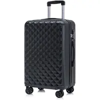 YONSLY Koffer Trolley Reisekoffer Suitcase, Rollkoffer Handgepäck ,mit 4 Rollen360°, Hartschalenreisekoffer, Zahlenschloss, Weicher Gummigriff (L,Schwarz)