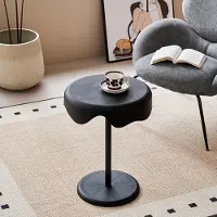 360Home Couchtisch Beistelltisch Nachttisch Ablagetisch runder Beistelltisch kleiner Couchtisch 44*44*58cm Schwarz 【BJBQL965-HEI】