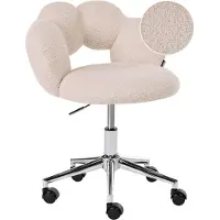 Beliani Schreibtischstuhl Hellbeige Bouclé Gepolstert Drehbar Höhenverstellbar Rollbar Wolkenform ohne Armlehnen Luxus Homeoffice Kinderzimmer