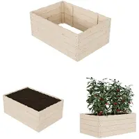 QLS Hochbeet 120x80x48 cm aus Holz für Gemüse Kräutern Stapelbar Deko 11170