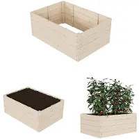 QLS Hochbeet 120x80x48 cm aus Holz zum Bepflanzen von Gemüse Kräutern Stapelbar 11168