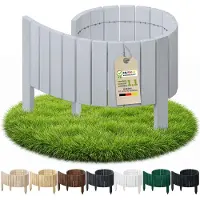 Pemicont Floranica Blumenbeet Umrandung Holz 100 x 40 cm, Silber – gerade Oberkante, Rollborder aus Kiefer, Palisade