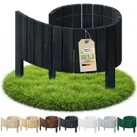 Pemicont Floranica Blumenbeet Umrandung Holz 100 x 20 cm, Schwarz – gerade Oberkante, Rollborder aus Kiefer, Beetzaun