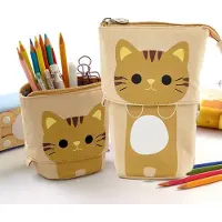 Mc star Federmäppchen, Federtaschen, Schulsachen Federmäppchen Mädchen Katze Bleistifthalter, für Schülerin Teenager Erwachsenenschulbüro Kindergarten, Kaffee