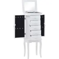 Syfax Freistehender weißer Schmuckschrank aus MDF und Kiefernholz, 34 cm breit, 26 cm tief, 94 cm hoch