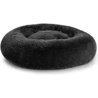 POOM Hundebett SD – Flauschiges Donut-Kissen aus langem Plüsch, waschbares Katzen- und Hundebett in verschiedenen Größen (M ?60cm, Dunkelgrau)