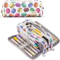 Mc star Federmäppchen Federtaschen Teenager Mädchen Mäppchen Etui Stifte 3 Fach, Große Kapazität Pencil Case für Schule & Büro, Makaron