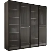 3Xeliving Kleiderschrank, Platingrau / klares Glas, 2 x 100 x 200 x 51 cm