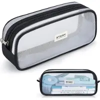 Mc star Mäppchen Teenager Mädchen Federtaschen, Farbig Federmäppchen durchsichtig, Transparent Federmappen, schwarz