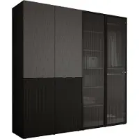3Xeliving Kleiderschrank, Graphitschwarz / klares Glas, 2 x 100 x 200 x 51 cm