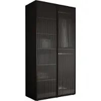 3Xeliving Kleiderschrank, Graphitschwarz / klares Glas, 100 x 200 x 51 cm