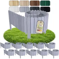 Pemicont Floranica Garten Begrenzung Holz 20 m, 10 x 200 cm, 20 cm hoch, Silber – Rasenkanten-Set aus Kiefer, gerundete Oberkante