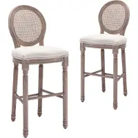 Syfax Barhocker 2 Stk. Weiß Leinen
