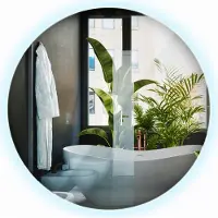Wallfluent Badspiegel mit LED Wandspiegel Spiegel mit Beleuchtung – Rund Ø50 cm – (Farbtemperatur: Warmweiß 3000K）