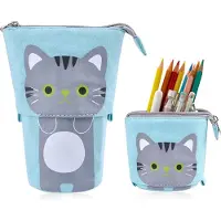 Mc star Federmäppchen, Federtaschen, Schulsachen Federmäppchen Mädchen Katze Bleistifthalter, für Schülerin Teenager Erwachsenenschulbüro Kindergarten, grau