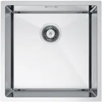 VBChome Küchenspüle 44×44 cm Edelstahl Stahlfarbe ohne Abtropffläche – 1 Becken Spülbecken Einbauspüle Tiefe 21 cm Mindestunterschrank 50 cm