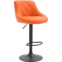 BellaFurn Stilvoller Barstuhl – Hocker – Kunstlederpolsterung, 360° drehbar, höhenverstellbar | Farbe: Orange | Grundfarbe: Schwarz