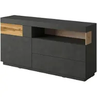 Hm Helvetia Sideboard Silke Kommode 169x40,5x84,5cm antharzit matera Eiche Wotan 1-türig
