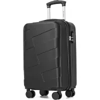 YONSLY Koffer Trolley Reisekoffer Suitcase, Rollkoffer Handgepäck ,mit 4 Rollen360°, Hartschalenreisekoffer, Zahlenschloss, Weicher Gummigriff(M, Schwarz)