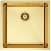 VBChome Küchenspüle 44×44 cm Edelstahl Goldfarbe ohne Abtropffläche 1 Becken Spülbecken Einbauspüle Tiefe 21 cm Mindestunterschrank 50cm Unterbauspüle