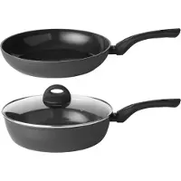 Sola Kochgeschirr Set Stonehenge 2-Delig - Bratpfanne ø 28 cm und Sautépfanne mit Deckel ø 28 cm - keramische Antihaftbeschichtung