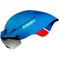 Alle Hersteller Fahrradhelm mit Brille Road Bicycle Sports Safety Racing Riding Cycling Blauweiß — matt_ Freie Größe
