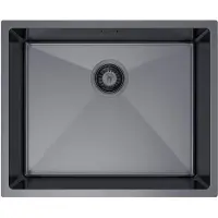 VBChome Unterbauspüle 54x44 cm Edelstahl Graphit Küchenspüle Einbauspüle 1 Becken ohne Abtropffläche Tiefe 21 cm Spülbecken ab 60 cm Unterschrank