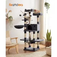StarTech.com Kratzbaum - Kletterbaum XL - 50x50x164 cm - 5 Ebenen - Mit Höhle - Sisalstämme - Für bis zu 3 Katzen - Rauchgrau