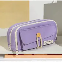 Mc star Student Niedlichen Bleistift Tasche Knopf Baumwolle Kordel Stoff Briefpapier Tasche Schule Liefert Große Kapazität Aufbewahrung Tasche, lila
