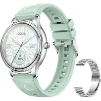 COLMI L28 Smartwatch (silber-grün + silbernes Stahlarmband)
