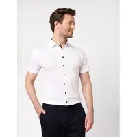 Desoto Kurzarmhemd "Casual Kent 1/2", Herren, Gr. XXL, N-Gr, weiß (weiß solid), Jersey, Obermaterial: 100% Baumwolle, slim fit normal, Hemden Kurzarmhemd, Businesshemd, slim fit, Kentkragen