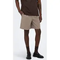Only & Sons Shorts "ONSWILL 0292 LOOSE STRING SHORTS NOOS", Herren, Gr. S, N-Gr, beige (falcon), Web, Obermaterial: 75% Polyester, 21% Viskose, 4% Elasthan, unifarben, loose fit knielang, Hosen Shorts