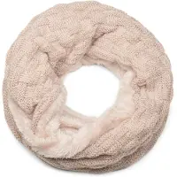 StyleBREAKER Strickschal "Feinstrick Loop mit Flecht Muster und Teddyfleece", Damen, beige, Obermaterial: 100% Viskose CV., Modisch, Modetücher Strickschal