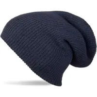 StyleBREAKER Strickmütze "Feinstrick Beanie doppelt gestrickt", Herren, blau (dunkelblau), Obermaterial: 100% Polyacryl PAN., Modisch, Mützen Strickmütze