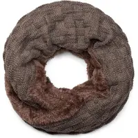 StyleBREAKER Strickschal "Feinstrick Loop mit Flecht Muster und Teddyfleece", Damen, grau (taupe), Obermaterial: 100% Viskose CV., Modisch, Modetücher Strickschal