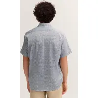 Bugatti Kurzarmhemd , Herren, Gr. L, Normalgrößen, blau (40, beige), Canvas, 100% Baumwolle, unifarben, normal, Hemden Kurzarmhemd, elegant mit Allover-Muster