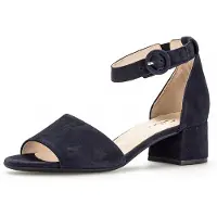 Gabor Sandalette "Tunis", Damen, Gr. 36, blau (dunkelblau), Ziegenveloursleder, Schuhe Sandalette, Blockabsatz, Festtagsschuh, Abendschuh mit Zierschnalle, G-Weite