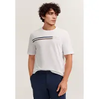 Bugatti T-Shirt , Herren, Gr. S, weiß (10, weiß), 100% Baumwolle, unifarben, normal, Rundhals, Shirts T-Shirt, Modern Fit mit Print