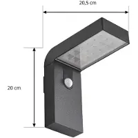 PRIOS LED-Solar-Wandleuchte Aurino, schwarz, Sensor, IP44