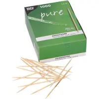 Papstar Zahnstocher "pure" aus Holz, rund, 8 cm | Faltschachtel (1000 Stück)