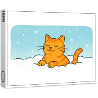 Raxxa Premium-Puzzle "Cute Cartoon Cat Resting in Winter Snow", 1000 Teile
