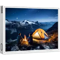 Raxxa Premium-Puzzle "Campfire by Tent under Starry Sky", 1000 Teile