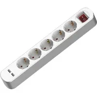 Plastrol Steckdosenleiste 5-fach Schuko 250V 16A 1,5m mit Schalter 2xUSB