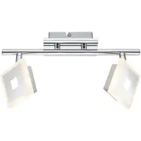 Globo Lighting Strahler Metall verchromt, Acryl satiniert, LxBxH: 280x110x155mm, inkl. 2x LED 5W 230V, 400lm Source, 210lm Output, 3000K