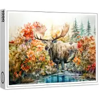 Raxxa Premium-Puzzle "Moose standing in pond among plants", 1000 Teile
