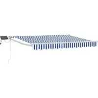 vidaXL Manuelle Gelenkarmmarkise mit LEDs Blau und Weiß 3,5 x 2 m