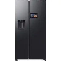 Samsung RS94F Side-by-Side mit AI Home und Festwasseranschluss, , Freistehend, Amerikanische Tür, Schwarz, 2 Tür(en), Premium Black Steel, LCD