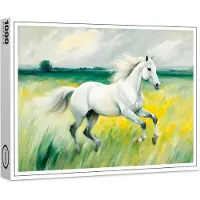 Raxxa Premium-Puzzle "White Horse Running Across Meadow", 1000 Teile