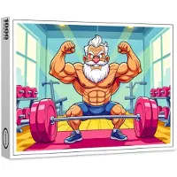 Raxxa Premium-Puzzle "Grandpa lifting weights making sports", 1000 Teile